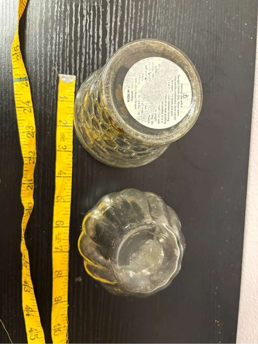 Mercury Glass Votive Candle Holders Set of 2 Rhinestone Wedding Decor
